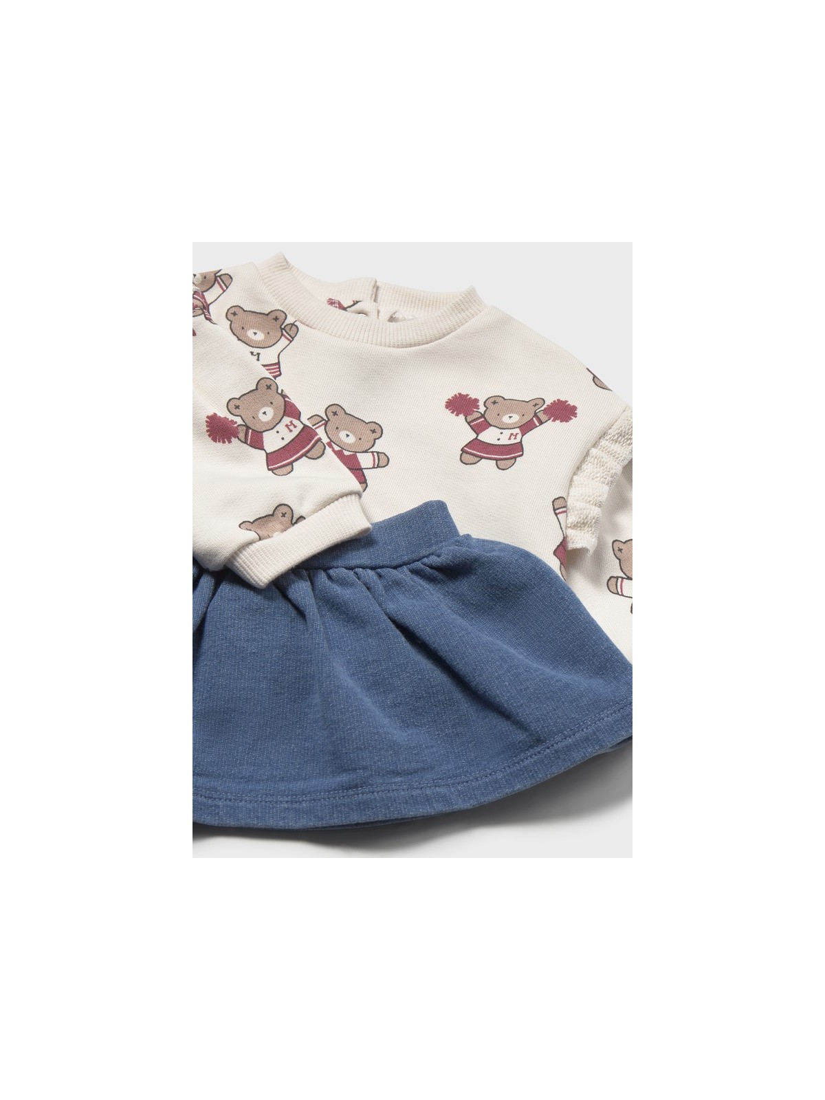 MAYORAL NEWBORN KOMPLET BLUZA KREMOWA W MISIE PLUS SPÓDNICZKA NIEBIESKA 2674