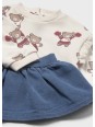 MAYORAL NEWBORN KOMPLET BLUZA KREMOWA W MISIE PLUS SPÓDNICZKA NIEBIESKA 2674