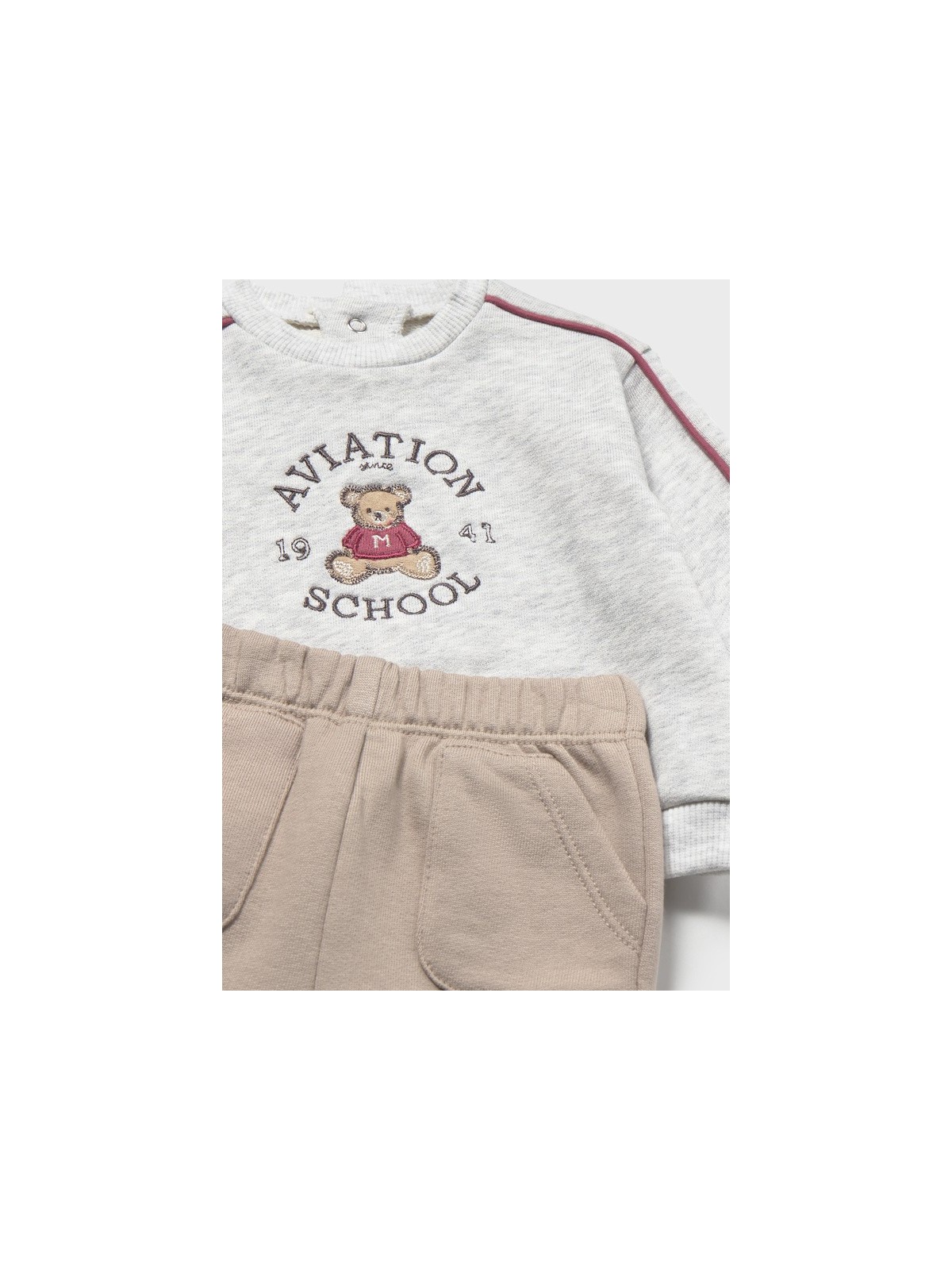 MAYORAL NEWBORN KOMPLET DLA CHŁOPCA SZARA BLUZA Z HAFTEM PLUS BEŻOWE SPODNIE DRESOWE 2682/39