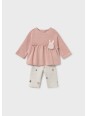 MAYORAL NEWBORN KOMPLET DLA DZIEWCZYNKI BLUZA Z APLIKACJĄ PLUS LEGINSY W GROCHY 2758/23