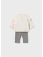 MAYORAL NEWBORN KOMPLET DLA DZIEWCZYNKI BLUZA KREMOWA Z KRÓLIKIEM PLUS LEGINSY 2758/23