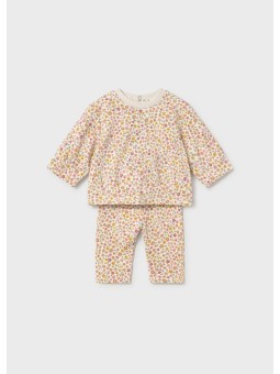 MAYORAL NEWBORN KOMPLET DLA DZIEWCZYNKI BLUZA W KOLOROWE KWIATKI PLUS LEGINSY 2759/87