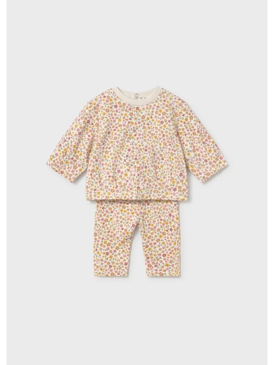 MAYORAL NEWBORN KOMPLET DLA DZIEWCZYNKI BLUZA W KOLOROWE KWIATKI PLUS LEGINSY 2759/87