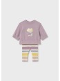 MAYORAL NEWBORN KOMPLET DLA DZIEWCZYNKI BLUZA  Z KOTKIEM PLUS LEGINSY W PASKI 2759/88