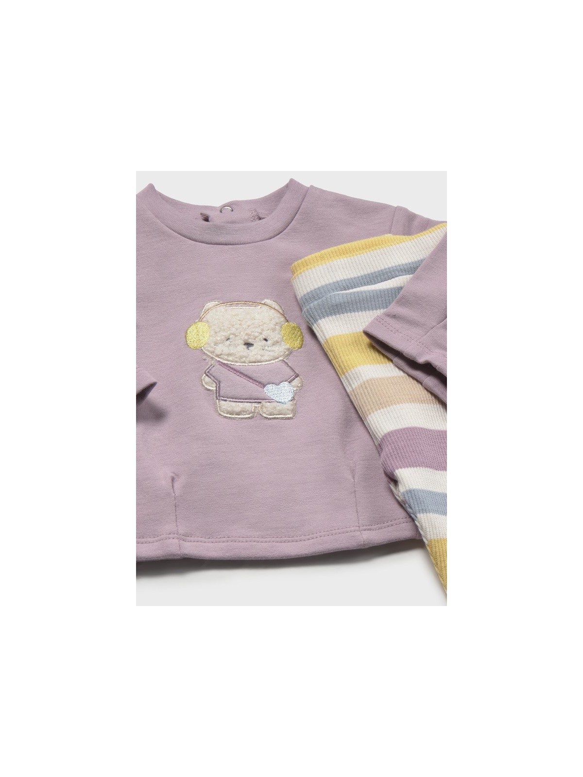 MAYORAL NEWBORN KOMPLET DLA DZIEWCZYNKI BLUZA  Z KOTKIEM PLUS LEGINSY W PASKI 2759/88