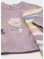 MAYORAL NEWBORN KOMPLET DLA DZIEWCZYNKI BLUZA  Z KOTKIEM PLUS LEGINSY W PASKI 2759/88