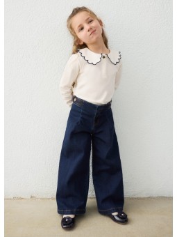 MAYORAL SPODNIE JEANSY SZEROKIE WIDE LEG GRANAT Z OZDOBNYMI GUZIKAMI 4523/61