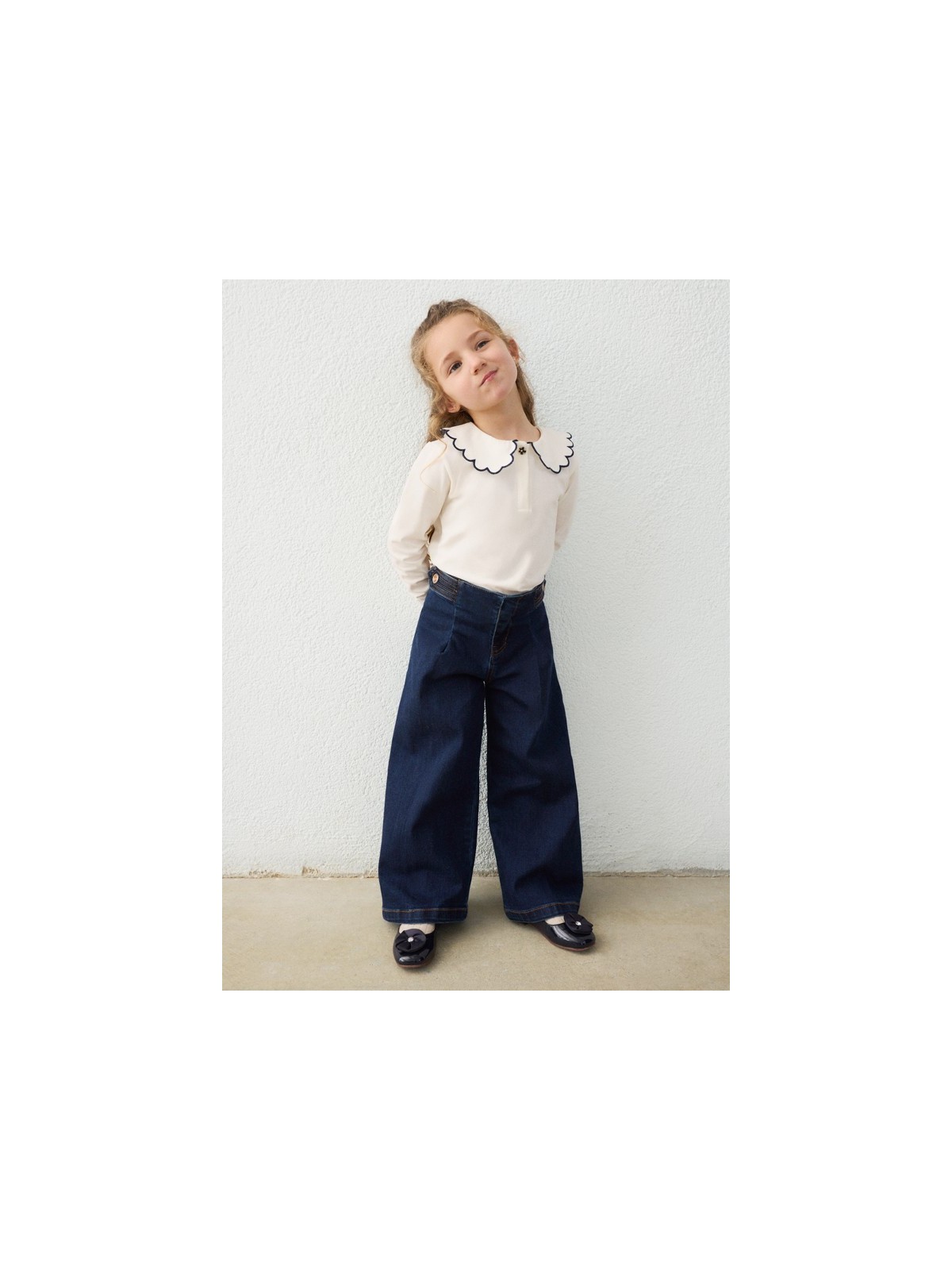 MAYORAL SPODNIE JEANSY SZEROKIE WIDE LEG GRANAT Z OZDOBNYMI GUZIKAMI 4523/61