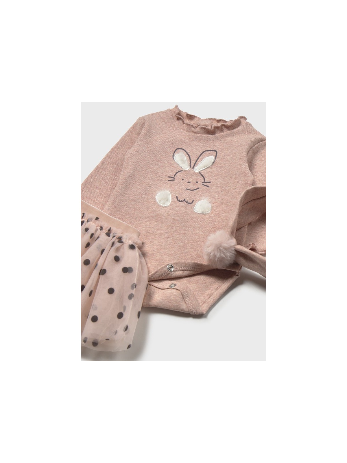 MAYORAL NEWBORN KOMPLET DLA DZIEWCZYNKI BODY NA DŁUGI RĘKAW SPÓDNICZKA TIUL LEGINSY OPASKA 2819/2