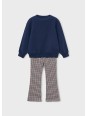 MAYORAL KOMPLET DLA DZIEWCZYNKI BLUZA GRANATOWA Z HAFTAMI PLUS LEGINSY DZWONY 4738/80