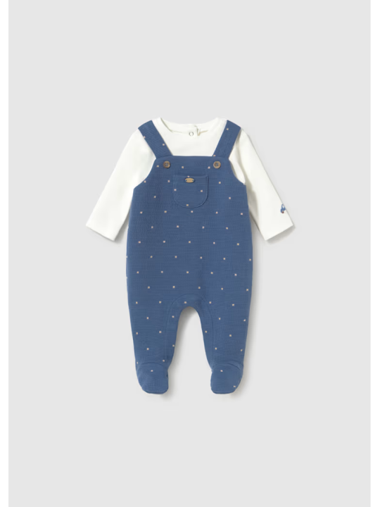MAYORAL NEWBORN PAJAC DLA CHŁOPCA KREM NIEBIESKI 2658/90