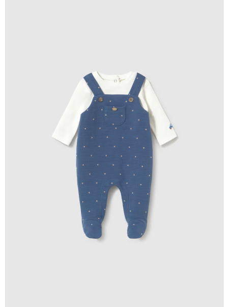 MAYORAL NEWBORN PAJAC DLA CHŁOPCA KREM NIEBIESKI 2658/90