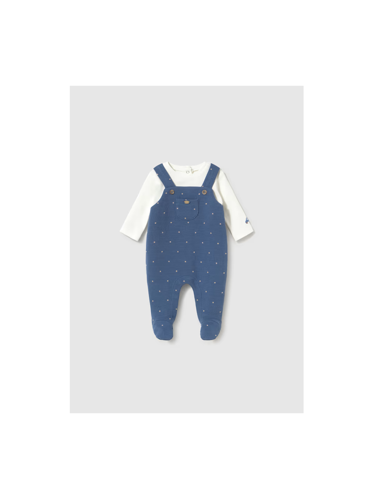 MAYORAL NEWBORN PAJAC DLA CHŁOPCA KREM NIEBIESKI 2658/90