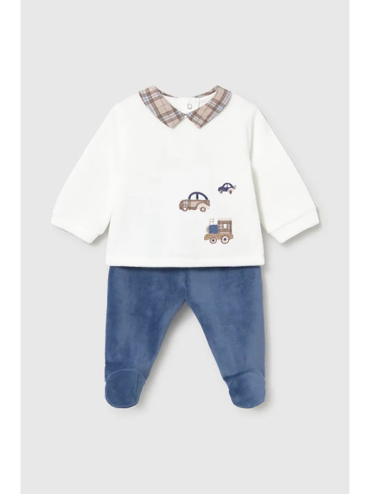 MAYORAL NEWBORN KOMPLET SZTRUKSOWY BLUZKA Z KOŁNIERZYKIEM PLUS PÓŁŚPIOCHY  2518/72