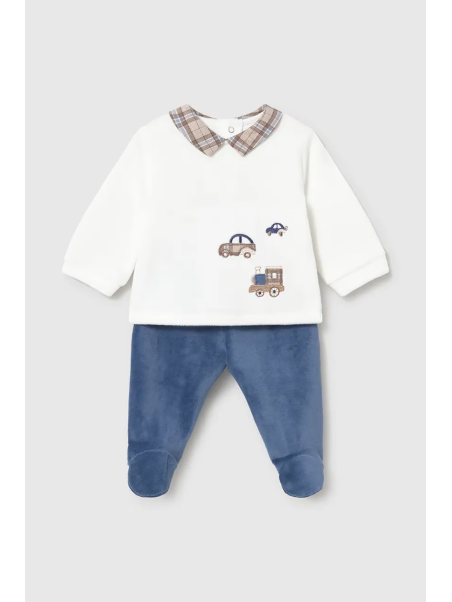 MAYORAL NEWBORN KOMPLET SZTRUKSOWY BLUZKA Z KOŁNIERZYKIEM PLUS PÓŁŚPIOCHY  2518/72