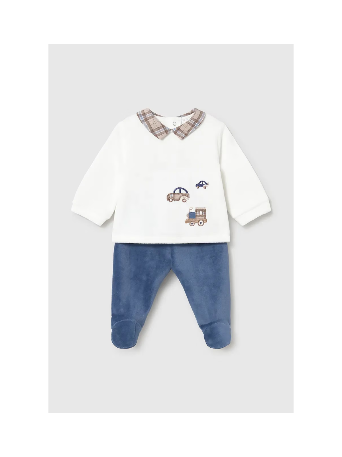 MAYORAL NEWBORN KOMPLET SZTRUKSOWY BLUZKA Z KOŁNIERZYKIEM PLUS PÓŁŚPIOCHY  2518/72