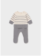 MAYORAL NEWBORN KOMPLET DZIANINOWY DLA CHŁOPCA BLUZKA SPODNIE KREMOWO SZARY 2505/65