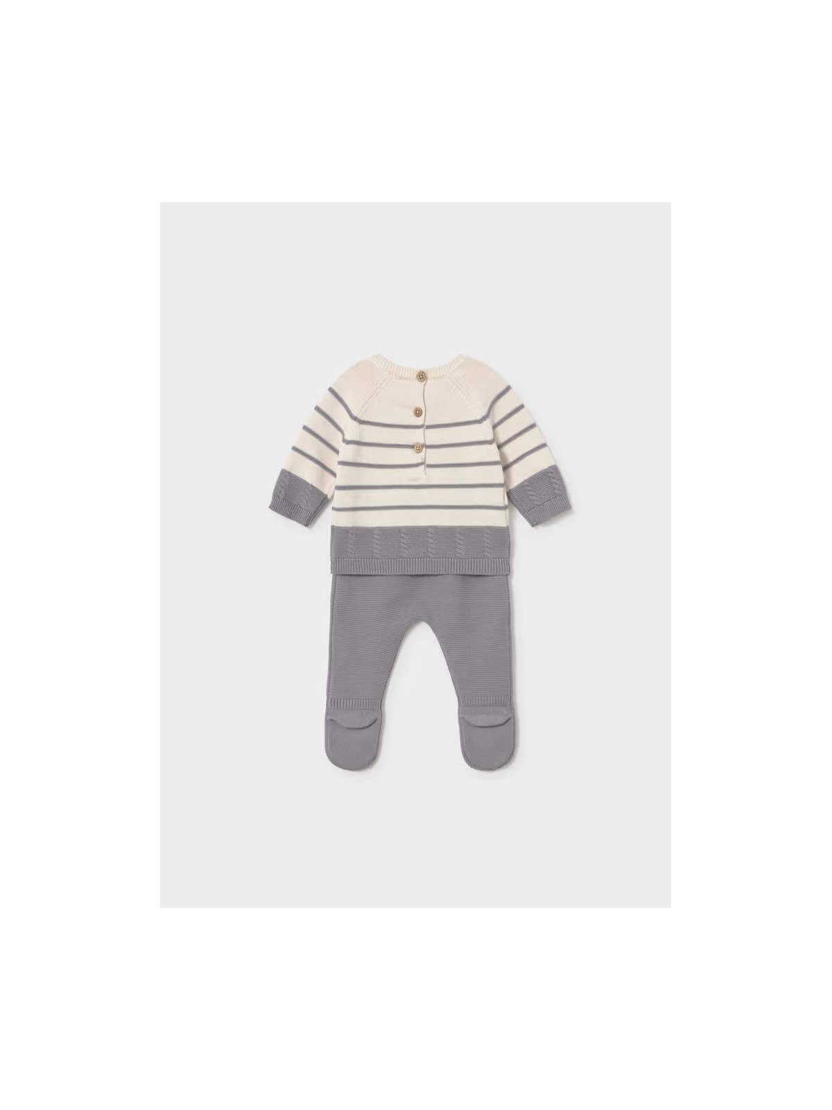 MAYORAL NEWBORN KOMPLET DZIANINOWY DLA CHŁOPCA BLUZKA SPODNIE KREMOWO SZARY 2505/65