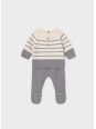 MAYORAL NEWBORN KOMPLET DZIANINOWY DLA CHŁOPCA BLUZKA SPODNIE KREMOWO SZARY 2505/65