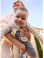 MAYORAL NEWBORN KOMPLET DZIANINOWY DLA CHŁOPCA BLUZKA SPODNIE OGRODNICZKI PLUS SWETEREK 2609/28