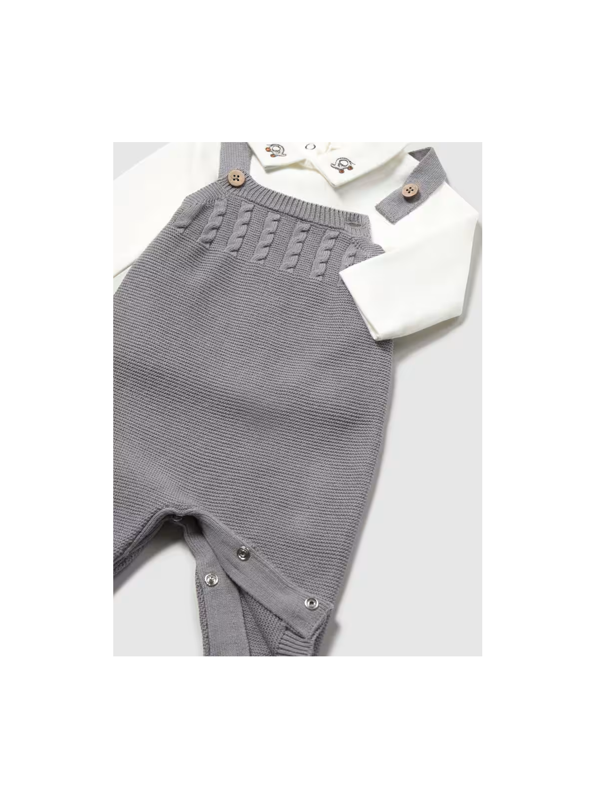 MAYORAL NEWBORN KOMPLET DZIANINOWY DLA CHŁOPCA BLUZKA SPODNIE OGRODNICZKI PLUS SWETEREK 2609/28