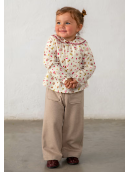 MAYORAL BABY BLUZKA  DZIEWCZYNKA BABY KREMOWA Z KOŁNIERZYKIEM Z NADRUKIEM 2115/29