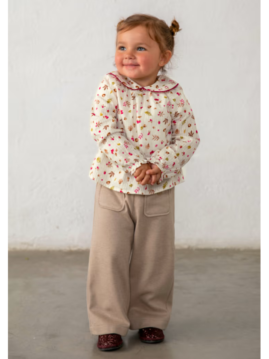 MAYORAL BABY BLUZKA  DZIEWCZYNKA BABY KREMOWA Z KOŁNIERZYKIEM Z NADRUKIEM 2115/29