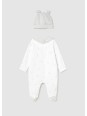 MAYORAL NEWBORN  PAJAC ŚPIOCHY W KOMPLECIE Z CZAPECZKĄ I ŚLINIAKIEM BIAŁE W SZARE GĄSKI 1728/79