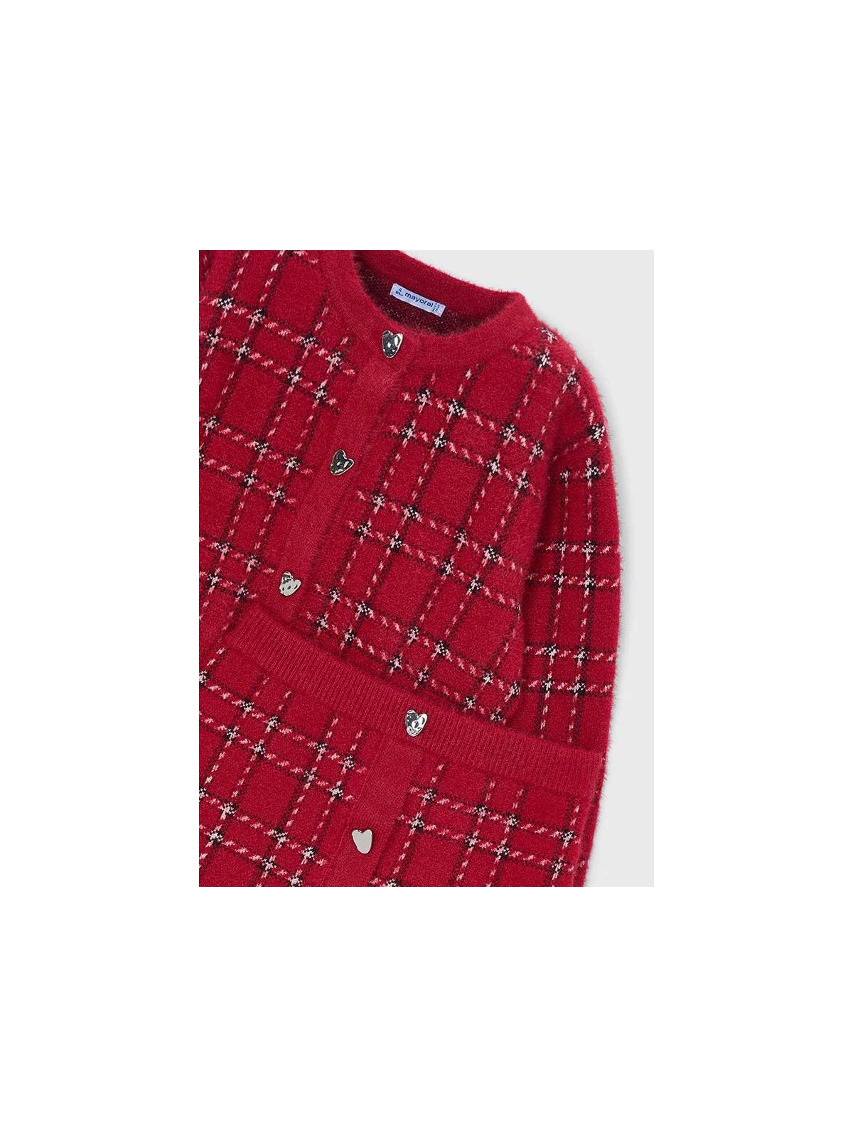 MAYORAL KOMPLET DLA DZIEWCZYNKI SWETER  KARDIGAN PLUS SPÓDNICZA CZEROWNY W KRATKĘ 4935/31