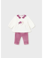 MAYORAL NEWBORN  ELEGANCKI KOMPLET NIEMOWLĘCY DLA DZIEWCZYNKI BLUZA I WELUROWE SPODNIE 2741
