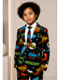 OPPOSUITS KOLOROWY GARNITUR DLA CHŁOPCA W KOMIKSOWY WZÓR BADABOOM MARYNARKA , SPODNIE I KRAWAT OSBO-0003