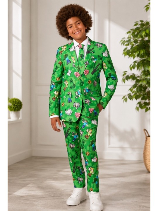 OPPOSUITS GARNITUR CHŁOPIĘCY MINECRAFT 3-CZĘŚCIOWY– MARYNARKA, SPODNIE I KRAWAT OSBB0-10250