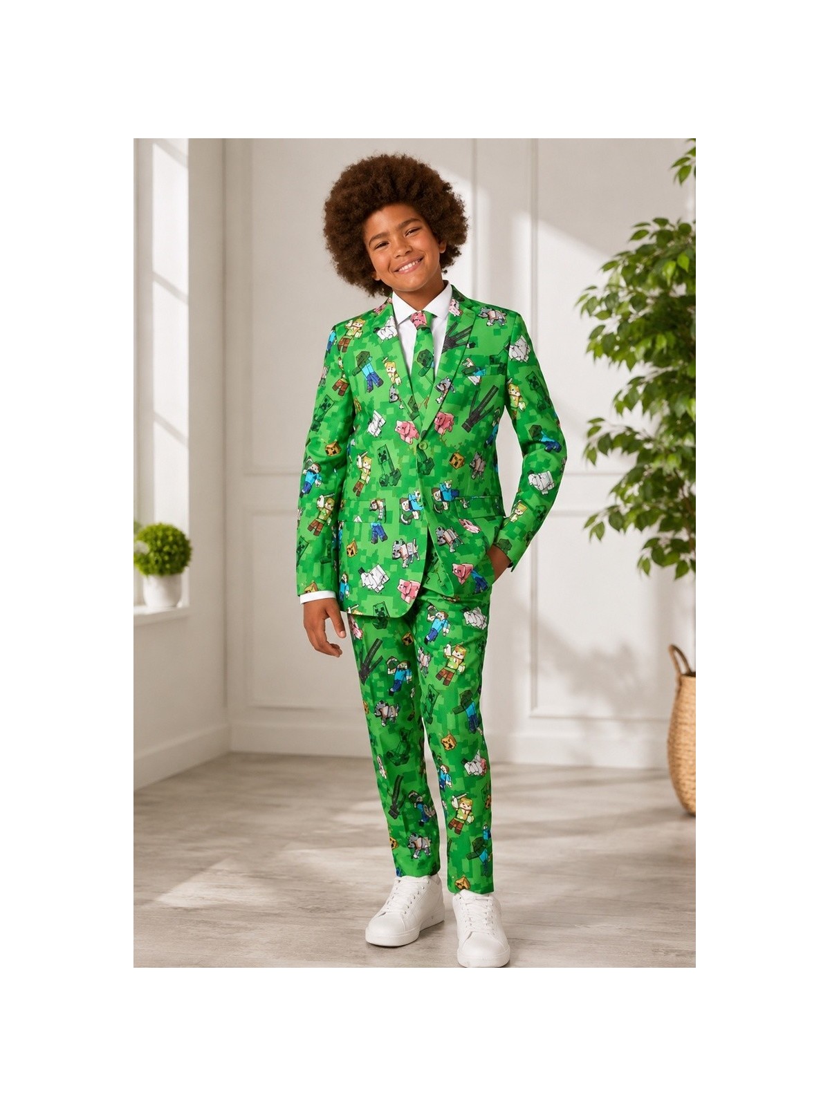 OPPOSUITS GARNITUR CHŁOPIĘCY MINECRAFT 3-CZĘŚCIOWY– MARYNARKA, SPODNIE I KRAWAT OSBB0-10250