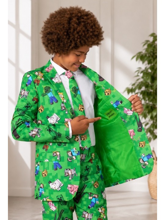 OPPOSUITS GARNITUR CHŁOPIĘCY MINECRAFT 3-CZĘŚCIOWY– MARYNARKA, SPODNIE I KRAWAT OSBB0-10250