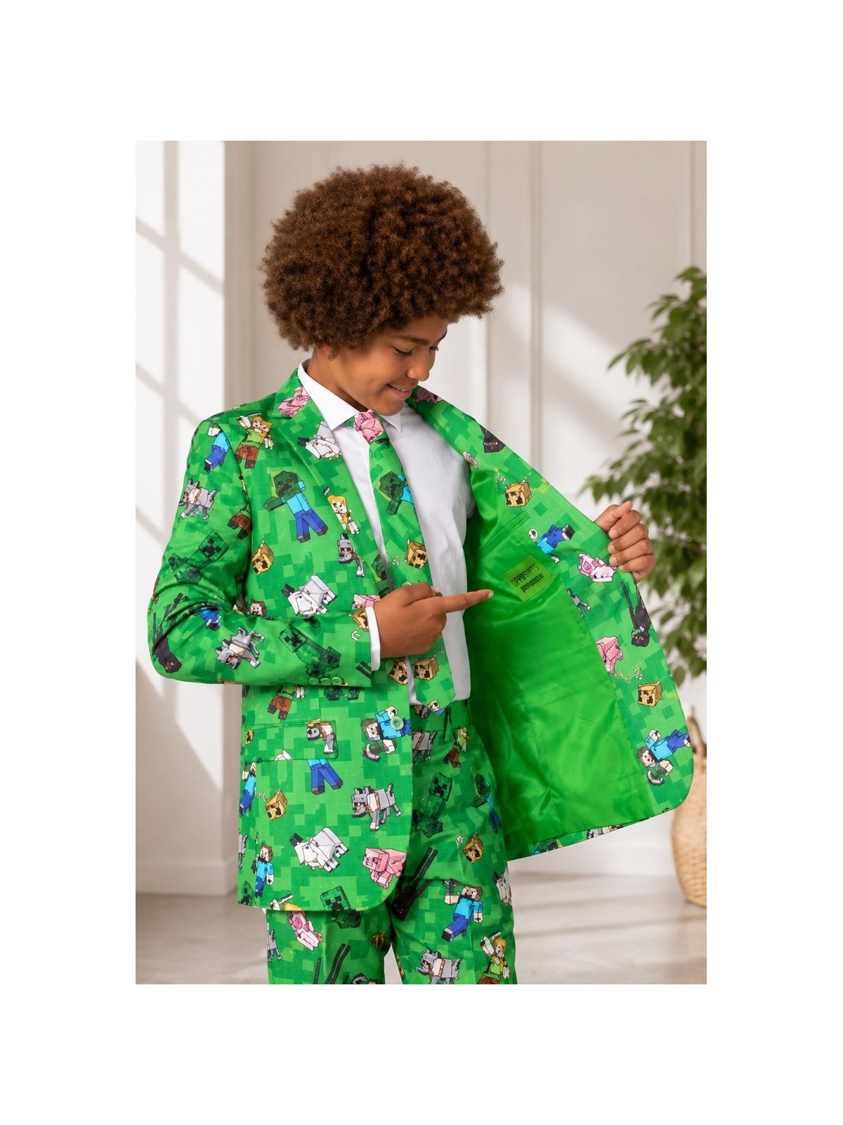 OPPOSUITS GARNITUR CHŁOPIĘCY MINECRAFT 3-CZĘŚCIOWY– MARYNARKA, SPODNIE I KRAWAT OSBB0-10250