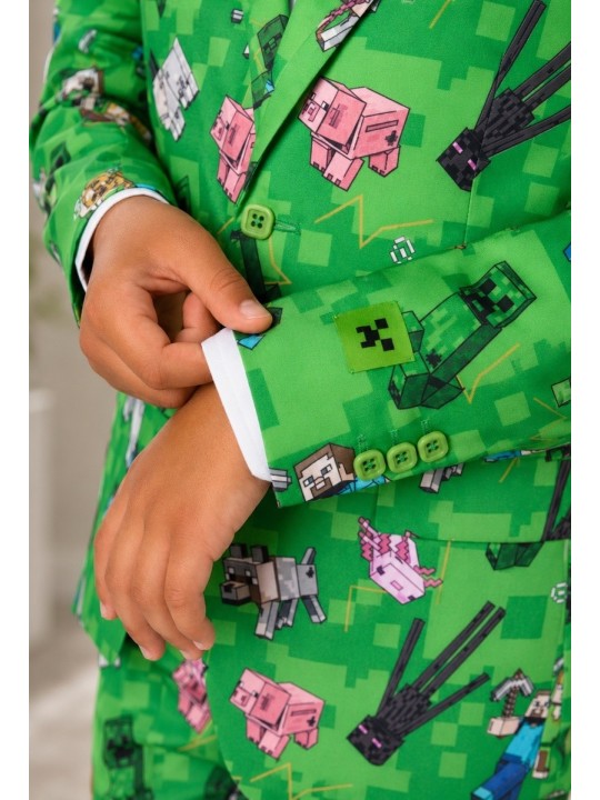 OPPOSUITS GARNITUR CHŁOPIĘCY MINECRAFT 3-CZĘŚCIOWY– MARYNARKA, SPODNIE I KRAWAT OSBB0-10250