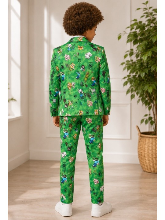 OPPOSUITS GARNITUR CHŁOPIĘCY MINECRAFT 3-CZĘŚCIOWY– MARYNARKA, SPODNIE I KRAWAT OSBB0-10250