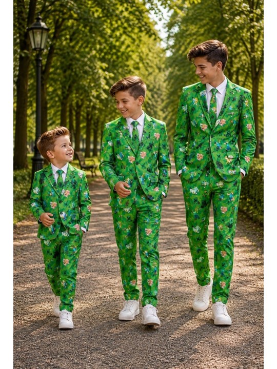OPPOSUITS GARNITUR CHŁOPIĘCY MINECRAFT 3-CZĘŚCIOWY– MARYNARKA, SPODNIE I KRAWAT OSBB0-10250