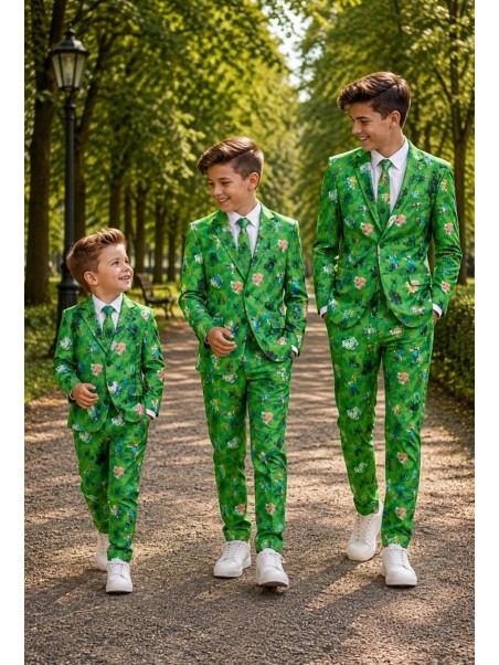 OPPOSUITS GARNITUR CHŁOPIĘCY MINECRAFT 3-CZĘŚCIOWY– MARYNARKA, SPODNIE I KRAWAT OSBB0-10250