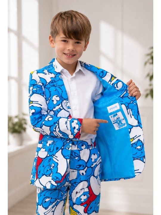 OPPOSUITS SMERFY THE SMURFS KOLOROWY GARNITUR CHŁOPIĘCY 3-CZĘŚCIOWY MARYNARKA, SPODNIE I KRAWAT OSBO-1024
