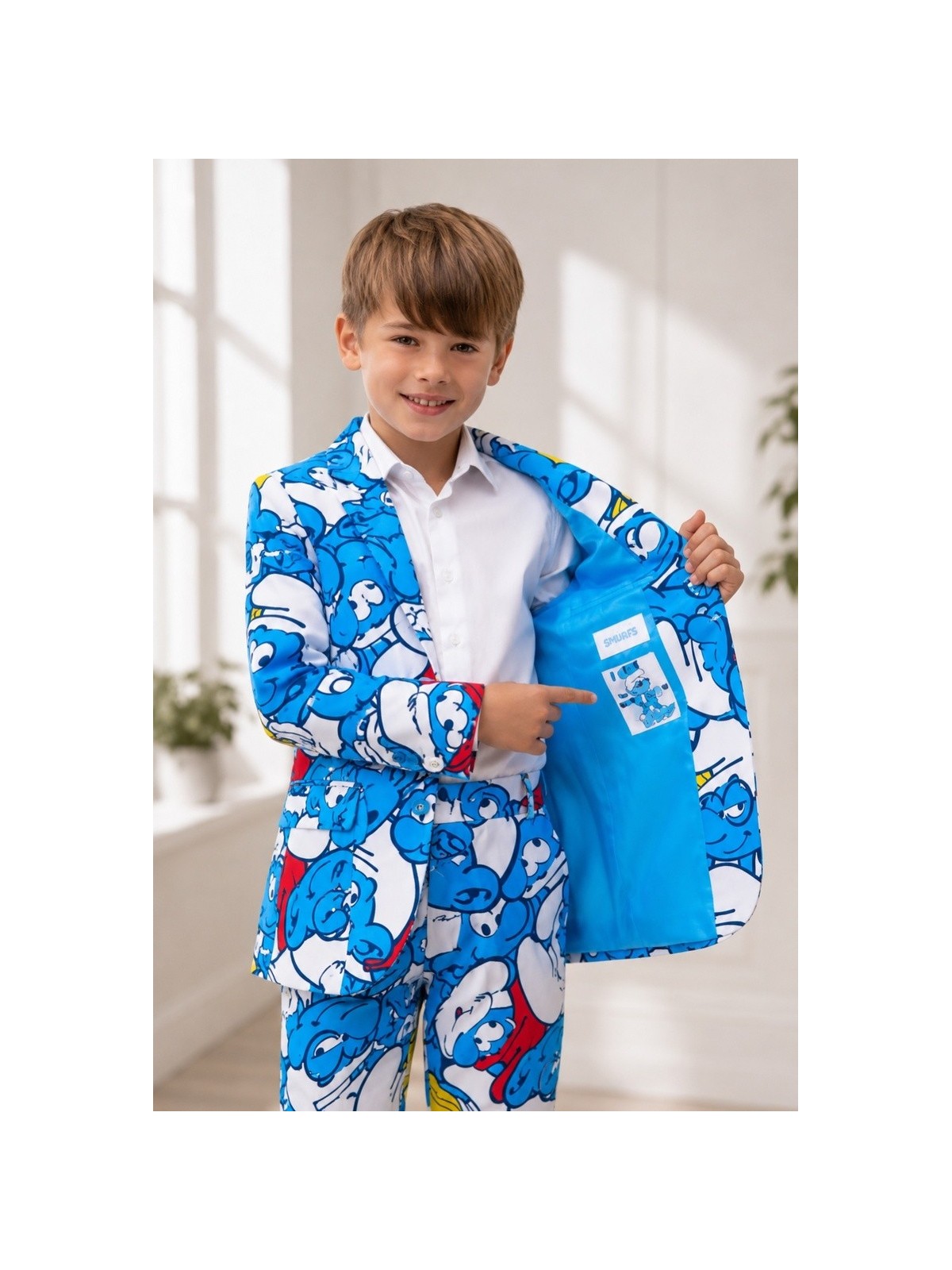OPPOSUITS SMERFY THE SMURFS KOLOROWY GARNITUR CHŁOPIĘCY 3-CZĘŚCIOWY MARYNARKA, SPODNIE I KRAWAT OSBO-1024