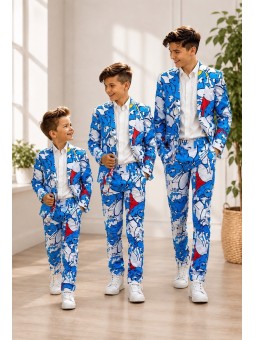 OPPOSUITS SMERFY THE SMURFS KOLOROWY GARNITUR CHŁOPIĘCY 3-CZĘŚCIOWY MARYNARKA, SPODNIE I KRAWAT OSBO-1024