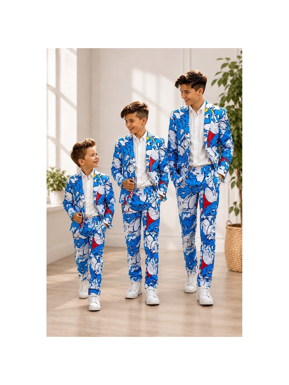 OPPOSUITS SMERFY THE SMURFS KOLOROWY GARNITUR CHŁOPIĘCY 3-CZĘŚCIOWY MARYNARKA, SPODNIE I KRAWAT OSBO-1024