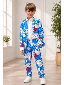 OPPOSUITS SMERFY THE SMURFS KOLOROWY GARNITUR CHŁOPIĘCY 3-CZĘŚCIOWY MARYNARKA, SPODNIE I KRAWAT OSBO-1024