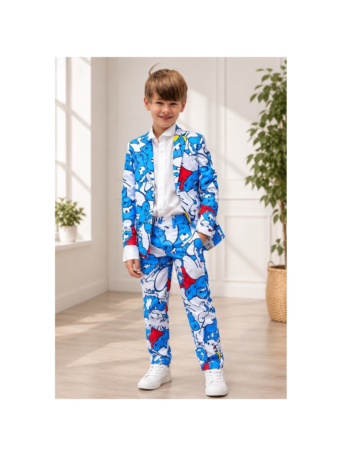 OPPOSUITS SMERFY THE SMURFS KOLOROWY GARNITUR CHŁOPIĘCY 3-CZĘŚCIOWY MARYNARKA, SPODNIE I KRAWAT OSBO-1024