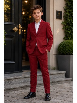 OPPOSUITS DAILY BRIGHT BURGUNDY GARNITUR CHŁOPIĘCY BORDOWY - MARYNARKA I SPODNIE DATS-1005