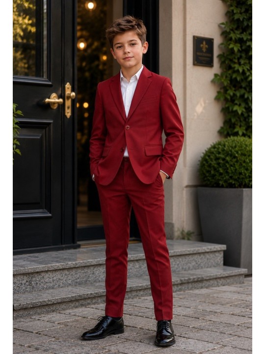 OPPOSUITS DAILY BRIGHT BURGUNDY GARNITUR CHŁOPIĘCY BORDOWY - MARYNARKA I SPODNIE DATS-1005