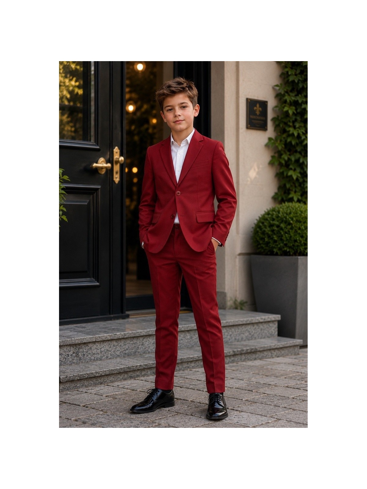 OPPOSUITS DAILY BRIGHT BURGUNDY GARNITUR CHŁOPIĘCY BORDOWY - MARYNARKA I SPODNIE DATS-1005