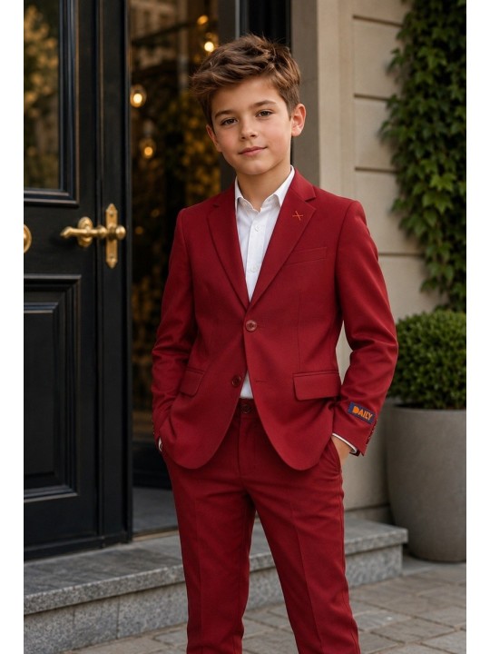 OPPOSUITS DAILY BRIGHT BURGUNDY GARNITUR CHŁOPIĘCY BORDOWY - MARYNARKA I SPODNIE DATS-1005