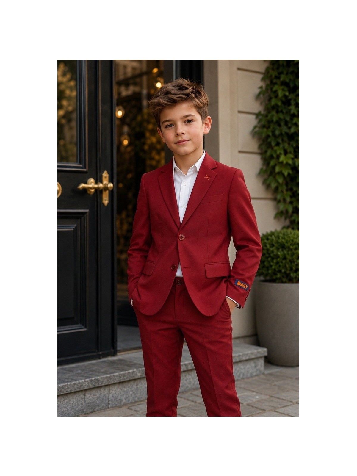 OPPOSUITS DAILY BRIGHT BURGUNDY GARNITUR CHŁOPIĘCY BORDOWY - MARYNARKA I SPODNIE DATS-1005